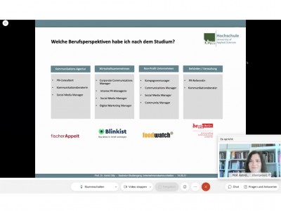 Impressionen vom Online Tag der offenen Tür der bbw Hochschule